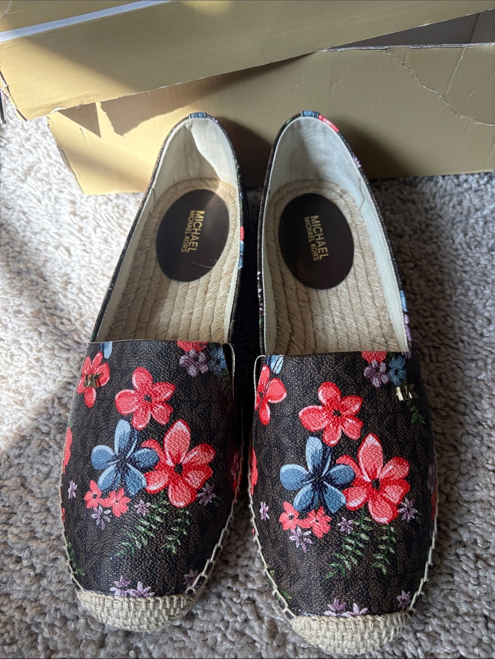 Michael Kors Black Floral Espadrille Slip-Ons